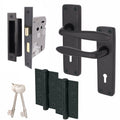 Sassari Matt Black Lever Door Handle Pack - 80mm Sashlock