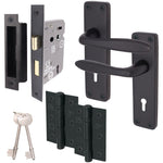 Sassari Matt Black Lever Door Handle Pack - 64mm Sashlock - tradefit - 1