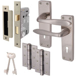 Sassari Satin Nickel Lever Door Handle Pack - Sashlock - tradefit - 1