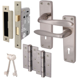 Sassari Satin Nickel Lever Door Handle Pack - Sashlock - tradefit