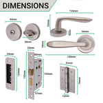 Sassari Satin Nickel Lever on Rose Door Handle Pack - 80mm Bathroom Lock - tradefit - 4