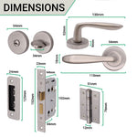 Sassari Satin Nickel Lever on Rose Door Handle Pack - 64mm Bathroom Lock - tradefit - 4
