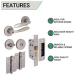 Sassari Satin Nickel Lever on Rose Door Handle Pack - 64mm Bathroom Lock - tradefit - 3