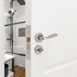 Sassari Satin Nickel Lever on Rose Door Handle Pack - 80mm Bathroom Lock - tradefit - 7