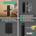 Victorian Scroll Matt Black Lever Door Handle Pack - 80mm Bathroom Lock - tradefit - 5