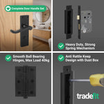 Victorian Scroll Matt Black Lever Door Handle Pack - 64mm Bathroom Lock - tradefit - 5