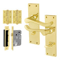 Victorian Scroll Polished Brass Lever Door Handle Pack - 80mm Bathroom Lock