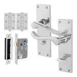 Victorian Scroll Polished Chrome Lever Door Handle Pack - 80mm Bathroom Lock - tradefit - 1