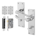 Victorian Scroll Polished Chrome Lever Door Handle Pack - 64mm Bathroom Lock