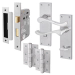 Victorian Scroll Satin Chrome Lever Door Handle Pack - 80mm Bathroom Lock - tradefit - 1