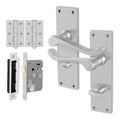 Victorian Scroll Satin Chrome Lever Door Handle Pack - 80mm Bathroom Lock