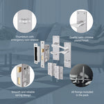 Victorian Scroll Satin Chrome Lever Door Handle Pack - 80mm Bathroom Lock - tradefit - 3