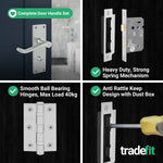 Victorian Scroll Satin Chrome Lever Door Handle Pack - 80mm Bathroom Lock - tradefit - 5