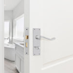 Victorian Scroll Satin Chrome Lever Door Handle Pack - 80mm Bathroom Lock - tradefit - 4