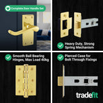 Victorian Scroll Polished Brass Lever Door Handle Pack - 64mm Latch - tradefit - 5