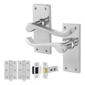 Victorian Scroll Polished Chrome Lever Door Handle Pack - 64mm Latch