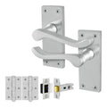 Victorian Scroll Satin Chrome Lever Door Handle Pack - 76mm Latch