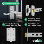 Victorian Scroll Satin Chrome Lever Door Handle Pack - 76mm Latch - tradefit - 5