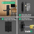 Victorian Scroll Matt Black Lever Door Handle Pack - 64mm Sashlock - tradefit