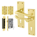 Victorian Scroll Polished Brass Lever Door Handle Pack - 80mm Sashlock