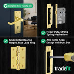 Victorian Scroll Polished Brass Lever Door Handle Pack - 64mm Sashlock - tradefit - 5