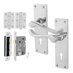 Victorian Scroll Polished Chrome Lever Door Handle Pack - 80mm Sashlock - tradefit - 1