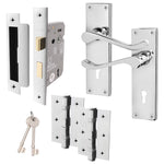 Victorian Scroll Polished Chrome Lever Door Handle Pack - 80mm Sashlock - tradefit - 1