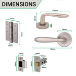 Sassari Satin Nickel Lever on Rose Door Handle Pack - 64mm Latch - tradefit - 4