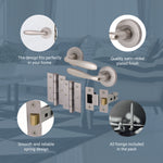 Sassari Satin Nickel Lever on Rose Door Handle Pack - 76mm Latch - tradefit - 5