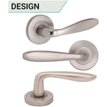 Sassari Satin Nickel Lever on Rose Door Handle Pack - 64mm Latch - tradefit - 6