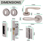 Sassari Satin Nickel Lever on Rose Door Handle Pack - 64mm Sashlock - tradefit - 4
