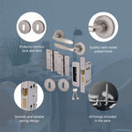 Sassari Satin Nickel Lever on Rose Door Handle Pack - 80mm Sashlock - tradefit - 5