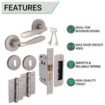 Sassari Satin Nickel Lever on Rose Door Handle Pack - 64mm Sashlock - tradefit - 3