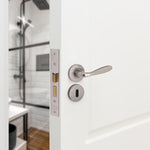 Sassari Satin Nickel Lever on Rose Door Handle Pack - 80mm Sashlock - tradefit - 7