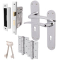 Chrome Lever on Backplate Lock Kit / Pack Zeno Design - 66mm Lock - 76mm Hinges - Polished Chrome