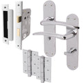 Chrome Lever on Backplate Bathroom Kit / Pack Zeno Design - 66mm Lock - 76mm Hinges - Polished Chrome