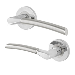 Bosa Duo Style Polished Chrome/Satin Nickel Lever on Rose Door Handles - tradefit