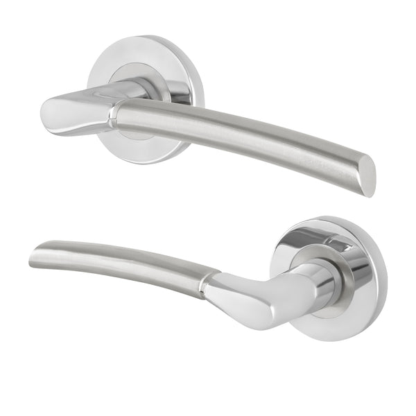 Bosa Duo Style Polished Chrome/Satin Nickel Lever on Rose Door Handles - tradefit - Featured Image