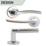 Bosa Duo Style Polished Chrome/Satin Nickel Lever on Rose Door Handle Pack - 80mm Sashlock - tradefit - 3