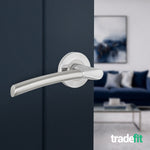 Bosa Duo Style Polished Chrome/Satin Nickel Lever on Rose Door Handle Pack - 80mm Latch - tradefit - 6