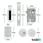 Bosa Duo Style Polished Chrome/Satin Nickel Lever on Rose Door Handle Pack - 80mm Bathroom Lock - tradefit - 3