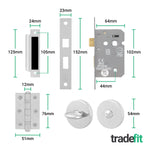 Bosa Duo Style Polished Chrome/Satin Nickel Lever on Rose Door Handle Pack - 64mm Bathroom Lock - 3