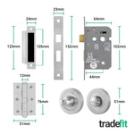 Nola Satin Nickel Lever on Rose Door Handle Pack - 80mm Bathroom Lock - tradefit - 3