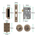 Tapera Antique Brass Lever on Rose Door Handle Kit - 64mm Bathroom Lock - tradefit - 5