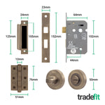 Santana Antique Brass Lever on Rose Door Handle Kit - 64mm Bathroom Lock - tradefit - 5