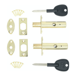 Concealed Door Security Rack Bolts Pack of 2 + 2 Keys - 61mm - Brass - tradefit - 1