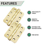PVD Brass Fire Door Hinges - 4 Inch/102mm - Grade 13 Steel Ball Bearing - Pack 2 - Radius - tradefit - 2