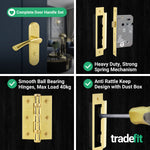 Nola Brass Plated Lever on Backplate Door Handle Pack – 64mm Bathroom Lock - tradefit - 5