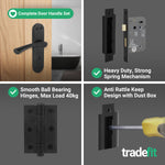 Nola Matt Black Lever on Backplate Door Handle Pack - 64mm Bathroom Lock - tradefit - 5