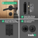 Bosa Matt Black Lever on Rose Door Handle Pack - 64mm Bathroom Lock - tradefit - 9